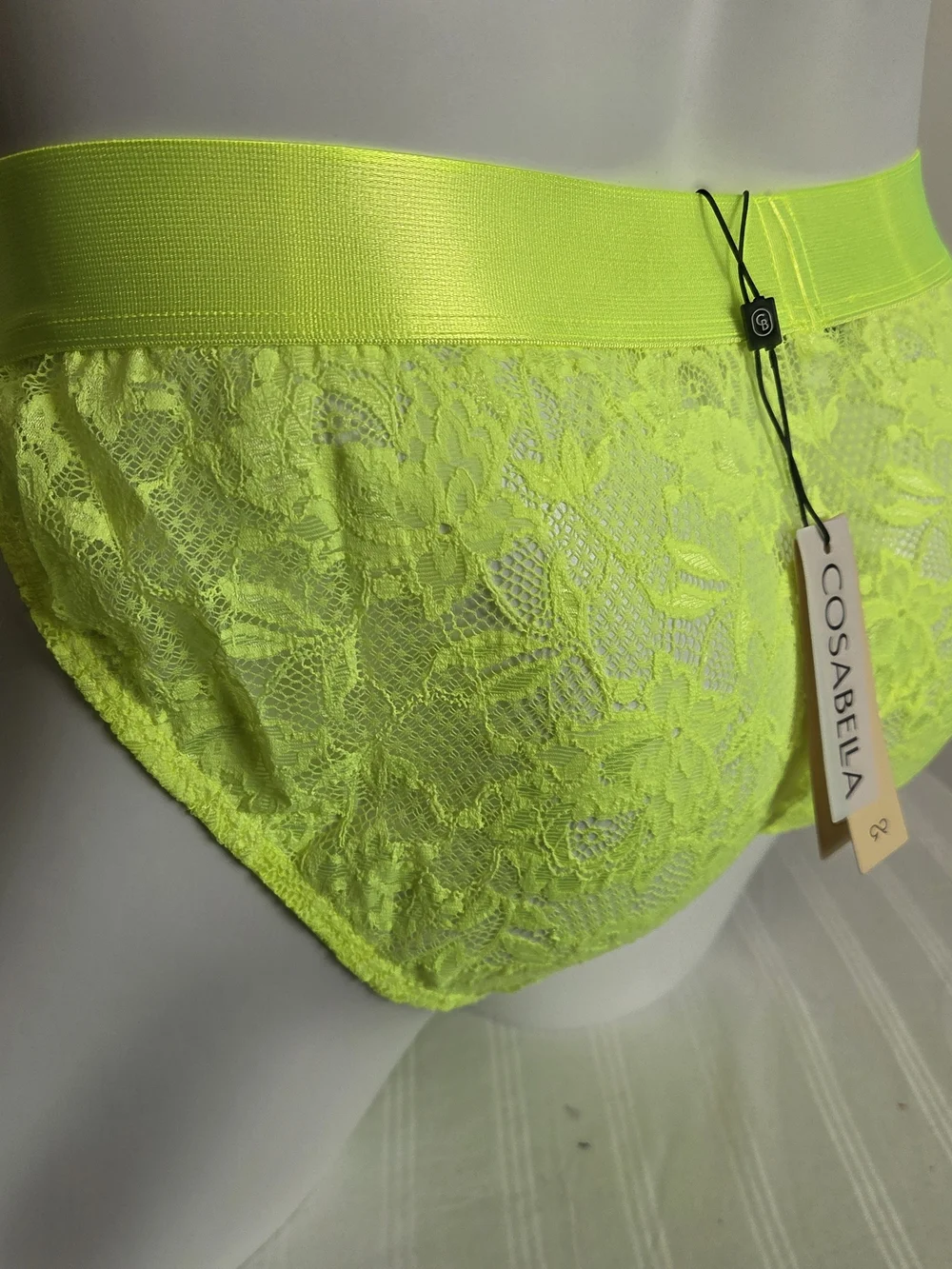 Cosabella Men's Lace Sports Brief in Neon Yellow
